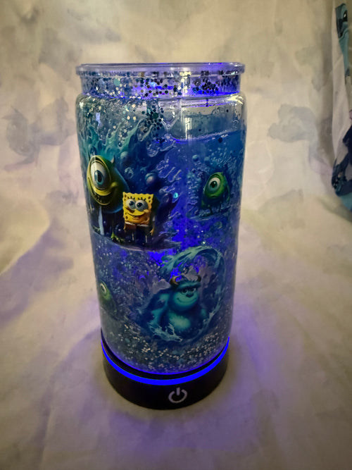 16 oz Snow Globe Cup ( Monsters Inc/ SpongeBob) Pre- Made