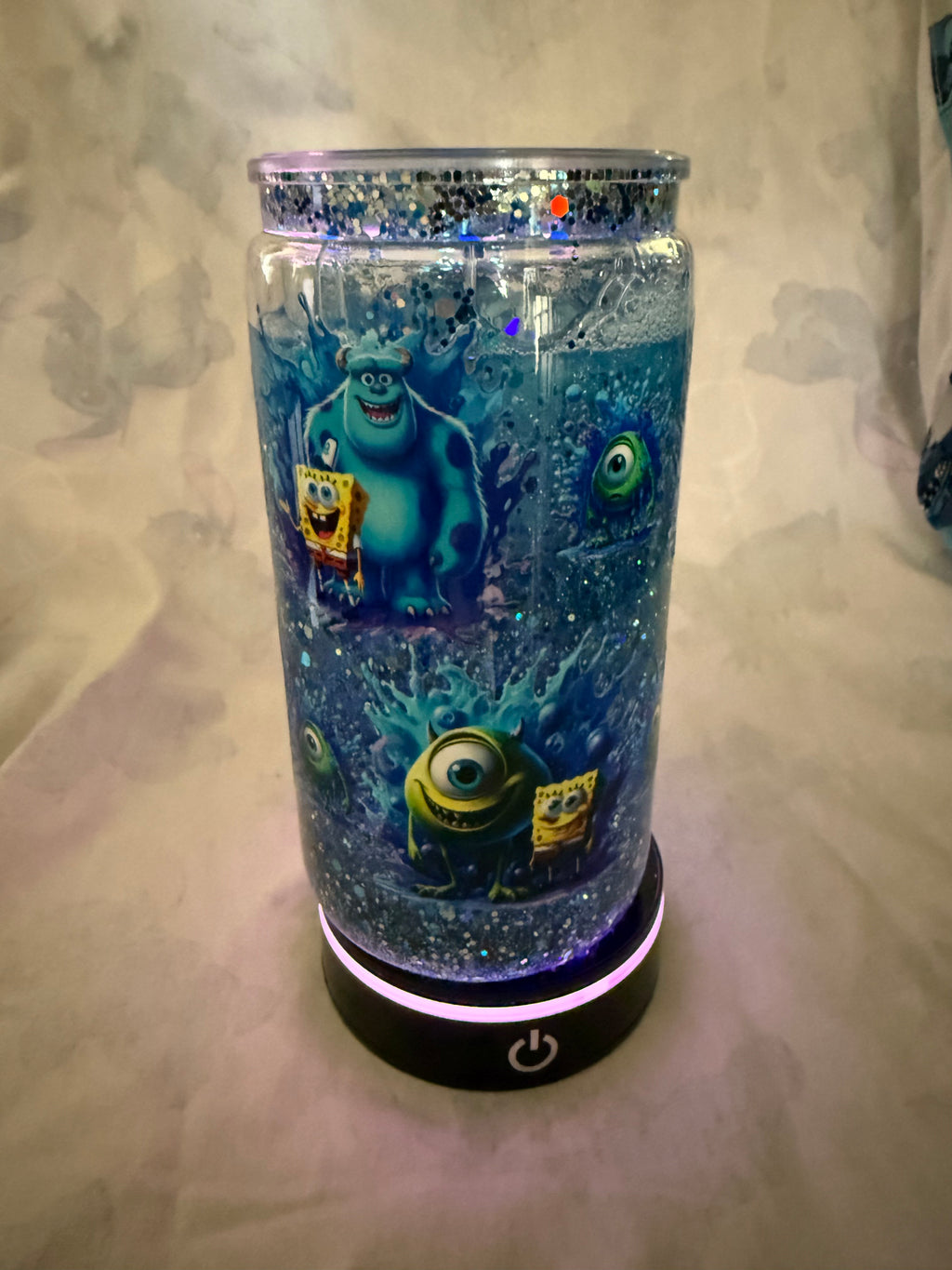 16 oz Snow Globe Cup ( Monsters Inc/ SpongeBob) Pre- Made