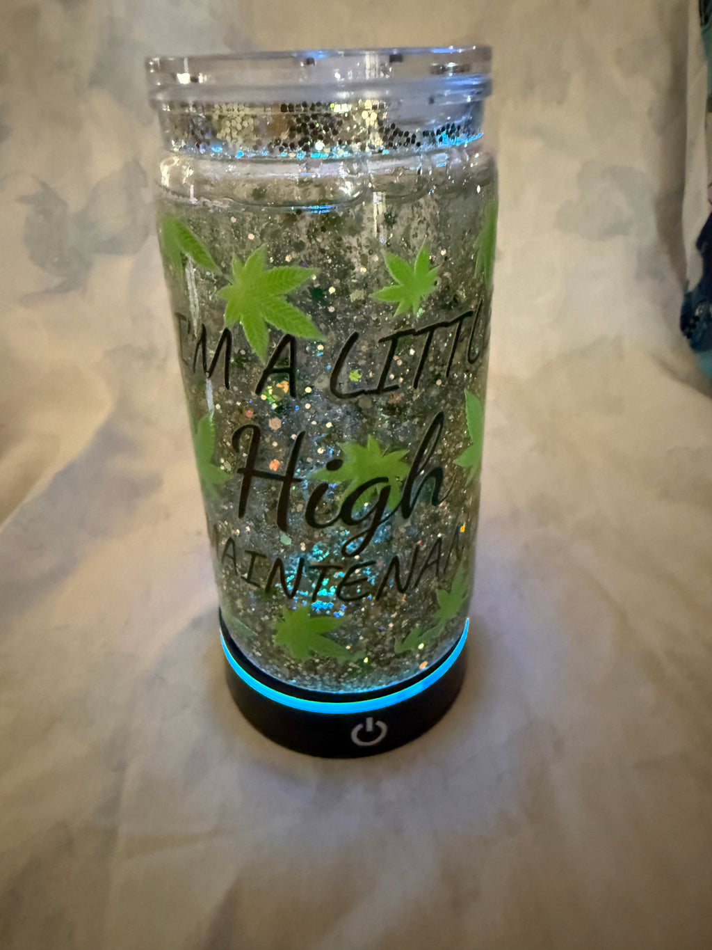 16 oz Snow globe tumbler A little High Maintenance ( Pre Made)
