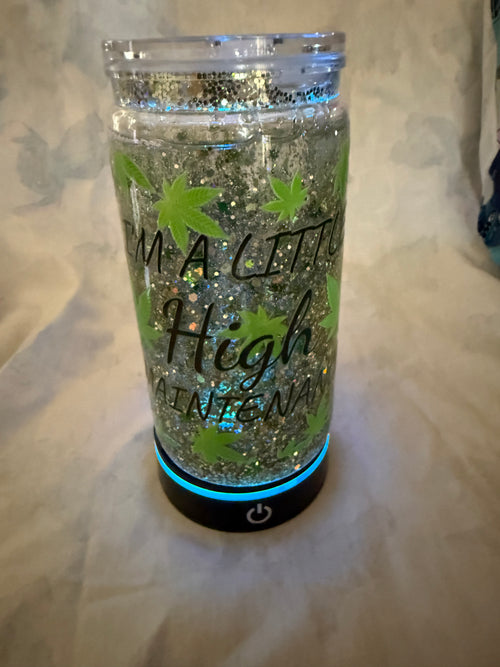 16 oz Snow globe tumbler A little High Maintenance ( Pre Made)